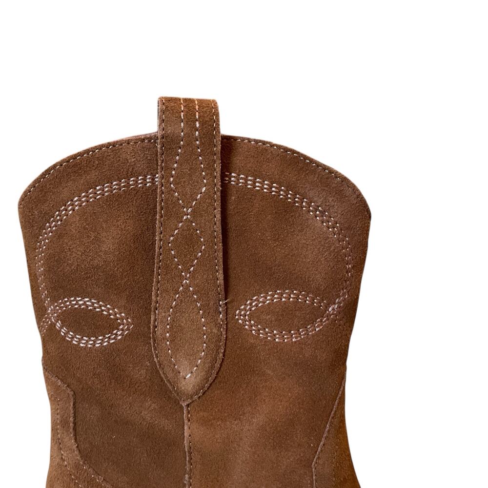 Black Suede Studio Suede Western Booties Women's US 8 Cela Snip Toe Brown NEW - Picture 10 of 16